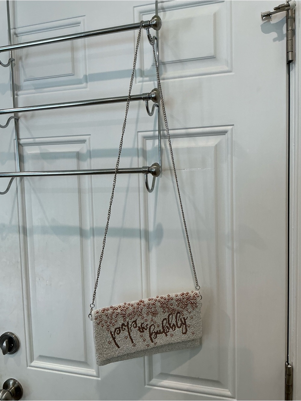 Beaded Pearl Embellished Clutch - White & Blush - Picture 2 of 5